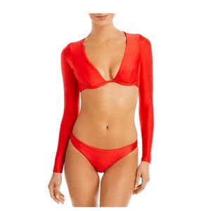 NWT Jade Swim Poppy Sheen Eden Long Sleeve Swimsuit Top Medium